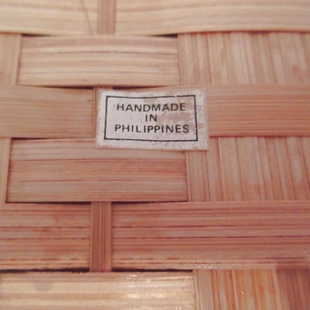 Vtg Woven Bamboo Rattan Wicker Serving Tray & Coasters 11 Piece Tradwife MCM 70s